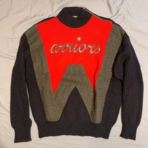 Designer 90s Vintage Navy and Red low turtle neck